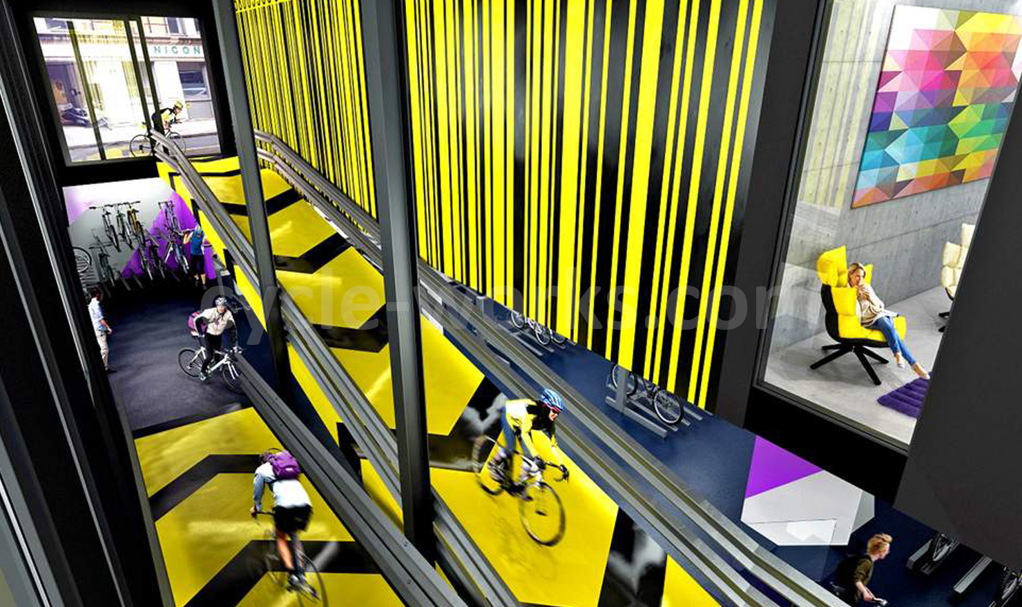 Alphabeta Building's Cycle Ramp to the Bike Storage Area