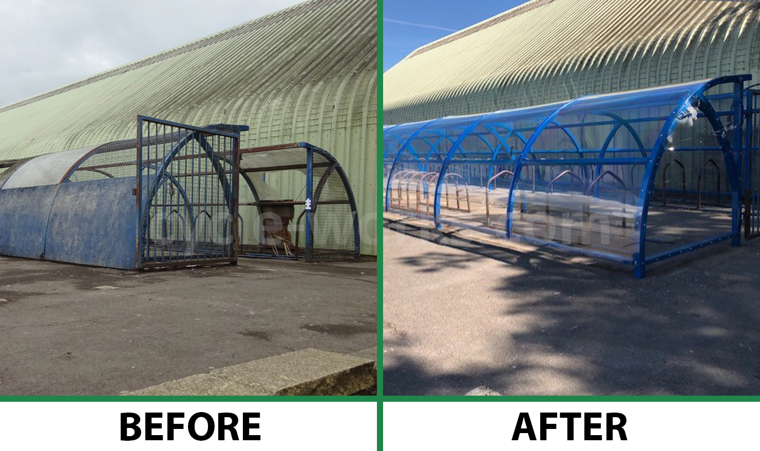 Bike Shelter Refurbishment Before and After